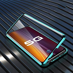 Handyhülle Hülle Luxus Aluminium Metall Rahmen Spiegel 360 Grad Ganzkörper Tasche M05 für Vivo X50 5G Grün