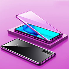Handyhülle Hülle Luxus Aluminium Metall Rahmen Spiegel 360 Grad Ganzkörper Tasche M06 für Huawei Mate 40 Lite 5G Violett