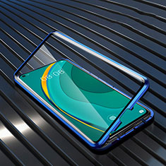 Handyhülle Hülle Luxus Aluminium Metall Rahmen Spiegel 360 Grad Ganzkörper Tasche M06 für Huawei Nova 7 5G Blau