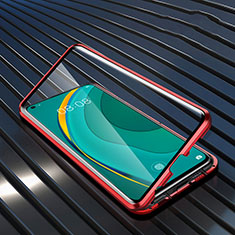 Handyhülle Hülle Luxus Aluminium Metall Rahmen Spiegel 360 Grad Ganzkörper Tasche M06 für Huawei Nova 7 5G Rot
