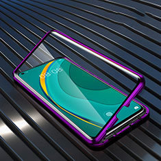 Handyhülle Hülle Luxus Aluminium Metall Rahmen Spiegel 360 Grad Ganzkörper Tasche M06 für Huawei Nova 7 5G Violett