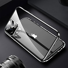 Handyhülle Hülle Luxus Aluminium Metall Rahmen Spiegel 360 Grad Ganzkörper Tasche M09 für Apple iPhone 13 Pro Max Schwarz