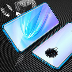 Handyhülle Hülle Luxus Aluminium Metall Rahmen Spiegel 360 Grad Ganzkörper Tasche M09 für Vivo Nex 3 5G Blau