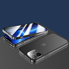 Handyhülle Hülle Luxus Aluminium Metall Rahmen Spiegel 360 Grad Ganzkörper Tasche M10 für Apple iPhone 13 Pro Schwarz