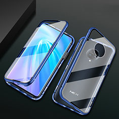 Handyhülle Hülle Luxus Aluminium Metall Rahmen Spiegel 360 Grad Ganzkörper Tasche M10 für Vivo Nex 3 Blau