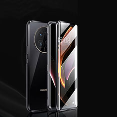 Handyhülle Hülle Luxus Aluminium Metall Rahmen Spiegel 360 Grad Ganzkörper Tasche P01 für Huawei Nova Y91 Schwarz