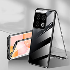 Handyhülle Hülle Luxus Aluminium Metall Rahmen Spiegel 360 Grad Ganzkörper Tasche P01 für OnePlus 10 Pro 5G Schwarz
