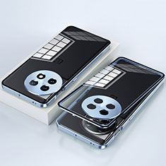 Handyhülle Hülle Luxus Aluminium Metall Rahmen Spiegel 360 Grad Ganzkörper Tasche P01 für OnePlus 11R 5G Blau