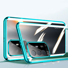 Handyhülle Hülle Luxus Aluminium Metall Rahmen Spiegel 360 Grad Ganzkörper Tasche P01 für Oppo A94 5G Grün