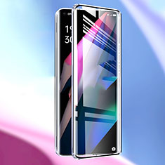 Handyhülle Hülle Luxus Aluminium Metall Rahmen Spiegel 360 Grad Ganzkörper Tasche P01 für Oppo Find X3 5G Silber