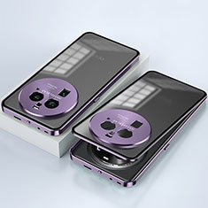 Handyhülle Hülle Luxus Aluminium Metall Rahmen Spiegel 360 Grad Ganzkörper Tasche P01 für Oppo Find X6 5G Violett
