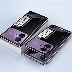 Handyhülle Hülle Luxus Aluminium Metall Rahmen Spiegel 360 Grad Ganzkörper Tasche P01 für Realme GT Neo5 SE 5G Violett