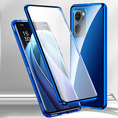 Handyhülle Hülle Luxus Aluminium Metall Rahmen Spiegel 360 Grad Ganzkörper Tasche P01 für Realme V23 5G Blau