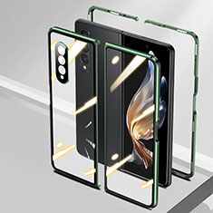Handyhülle Hülle Luxus Aluminium Metall Rahmen Spiegel 360 Grad Ganzkörper Tasche P01 für Samsung Galaxy Z Fold4 5G Grün