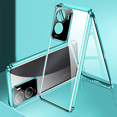 Handyhülle Hülle Luxus Aluminium Metall Rahmen Spiegel 360 Grad Ganzkörper Tasche P01 für Vivo iQOO Z7 5G Grün