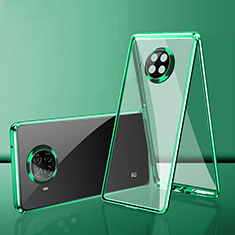 Handyhülle Hülle Luxus Aluminium Metall Rahmen Spiegel 360 Grad Ganzkörper Tasche P01 für Xiaomi Mi 10i 5G Grün