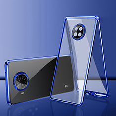 Handyhülle Hülle Luxus Aluminium Metall Rahmen Spiegel 360 Grad Ganzkörper Tasche P01 für Xiaomi Mi 10T Lite 5G Blau