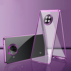 Handyhülle Hülle Luxus Aluminium Metall Rahmen Spiegel 360 Grad Ganzkörper Tasche P01 für Xiaomi Mi 10T Lite 5G Violett