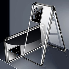 Handyhülle Hülle Luxus Aluminium Metall Rahmen Spiegel 360 Grad Ganzkörper Tasche P01 für Xiaomi Mi Mix 4 5G Schwarz