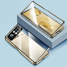 Handyhülle Hülle Luxus Aluminium Metall Rahmen Spiegel 360 Grad Ganzkörper Tasche P01 für Xiaomi Mix Fold 2 5G Gold