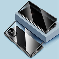 Handyhülle Hülle Luxus Aluminium Metall Rahmen Spiegel 360 Grad Ganzkörper Tasche P01 für Xiaomi Mix Fold 5G Schwarz