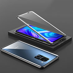 Handyhülle Hülle Luxus Aluminium Metall Rahmen Spiegel 360 Grad Ganzkörper Tasche P01 für Xiaomi Redmi 10X 4G Schwarz