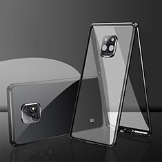 Handyhülle Hülle Luxus Aluminium Metall Rahmen Spiegel 360 Grad Ganzkörper Tasche P01 für Xiaomi Redmi 10X 5G Schwarz