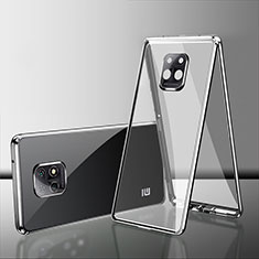Handyhülle Hülle Luxus Aluminium Metall Rahmen Spiegel 360 Grad Ganzkörper Tasche P01 für Xiaomi Redmi 10X 5G Silber