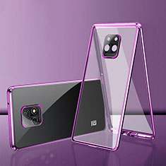 Handyhülle Hülle Luxus Aluminium Metall Rahmen Spiegel 360 Grad Ganzkörper Tasche P01 für Xiaomi Redmi 10X Pro 5G Violett
