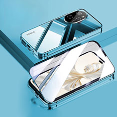 Handyhülle Hülle Luxus Aluminium Metall Rahmen Spiegel 360 Grad Ganzkörper Tasche P02 für Huawei Honor 100 Pro 5G Blau