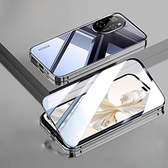 Handyhülle Hülle Luxus Aluminium Metall Rahmen Spiegel 360 Grad Ganzkörper Tasche P02 für Huawei Honor 100 Pro 5G Schwarz