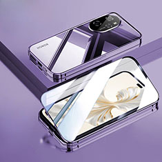 Handyhülle Hülle Luxus Aluminium Metall Rahmen Spiegel 360 Grad Ganzkörper Tasche P02 für Huawei Honor 100 Pro 5G Violett