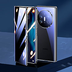 Handyhülle Hülle Luxus Aluminium Metall Rahmen Spiegel 360 Grad Ganzkörper Tasche P02 für Huawei Mate X5 Schwarz