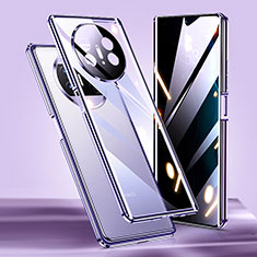 Handyhülle Hülle Luxus Aluminium Metall Rahmen Spiegel 360 Grad Ganzkörper Tasche P02 für Huawei Mate X5 Violett