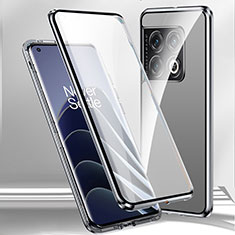 Handyhülle Hülle Luxus Aluminium Metall Rahmen Spiegel 360 Grad Ganzkörper Tasche P02 für OnePlus 11R 5G Silber