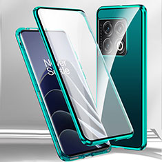 Handyhülle Hülle Luxus Aluminium Metall Rahmen Spiegel 360 Grad Ganzkörper Tasche P02 für OnePlus Ace 2 5G Grün