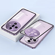 Handyhülle Hülle Luxus Aluminium Metall Rahmen Spiegel 360 Grad Ganzkörper Tasche P02 für Oppo Find X7 5G Violett