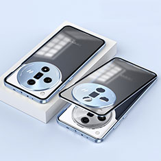 Handyhülle Hülle Luxus Aluminium Metall Rahmen Spiegel 360 Grad Ganzkörper Tasche P02 für Oppo Find X7 Ultra 5G Blau