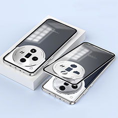 Handyhülle Hülle Luxus Aluminium Metall Rahmen Spiegel 360 Grad Ganzkörper Tasche P02 für Oppo Find X7 Ultra 5G Silber