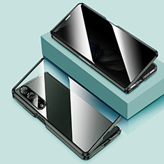 Handyhülle Hülle Luxus Aluminium Metall Rahmen Spiegel 360 Grad Ganzkörper Tasche P02 für Samsung Galaxy Z Fold3 5G Grün