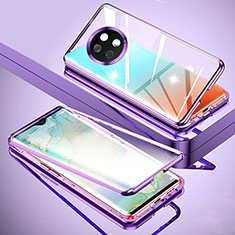 Handyhülle Hülle Luxus Aluminium Metall Rahmen Spiegel 360 Grad Ganzkörper Tasche P02 für Xiaomi Mi 10T Lite 5G Violett