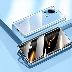 Handyhülle Hülle Luxus Aluminium Metall Rahmen Spiegel 360 Grad Ganzkörper Tasche P02 für Xiaomi Mi 12 Lite NE 5G Blau