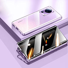 Handyhülle Hülle Luxus Aluminium Metall Rahmen Spiegel 360 Grad Ganzkörper Tasche P02 für Xiaomi Mi 12 Lite NE 5G Violett