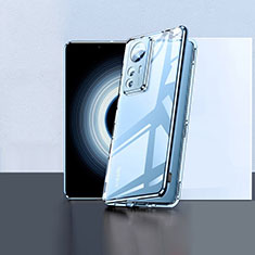 Handyhülle Hülle Luxus Aluminium Metall Rahmen Spiegel 360 Grad Ganzkörper Tasche P02 für Xiaomi Mi 12T 5G Blau