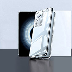Handyhülle Hülle Luxus Aluminium Metall Rahmen Spiegel 360 Grad Ganzkörper Tasche P02 für Xiaomi Mi 12T 5G Silber