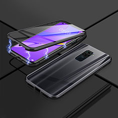 Handyhülle Hülle Luxus Aluminium Metall Rahmen Spiegel 360 Grad Ganzkörper Tasche P02 für Xiaomi Redmi 10X 5G Schwarz