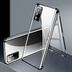 Handyhülle Hülle Luxus Aluminium Metall Rahmen Spiegel 360 Grad Ganzkörper Tasche P02 für Xiaomi Redmi Note 11 SE 5G Schwarz