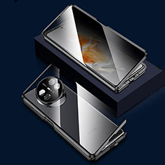 Handyhülle Hülle Luxus Aluminium Metall Rahmen Spiegel 360 Grad Ganzkörper Tasche P03 für Huawei Mate X3 Schwarz