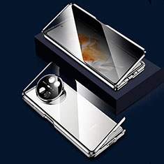 Handyhülle Hülle Luxus Aluminium Metall Rahmen Spiegel 360 Grad Ganzkörper Tasche P03 für Huawei Mate X5 Silber