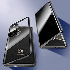 Handyhülle Hülle Luxus Aluminium Metall Rahmen Spiegel 360 Grad Ganzkörper Tasche P03 für Huawei Nova 11 Pro Schwarz